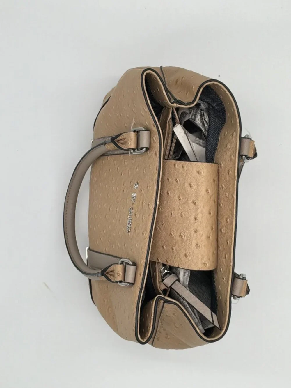 G‎ by Guess Ostrich Embossed Faux Leather Satchel Handbag